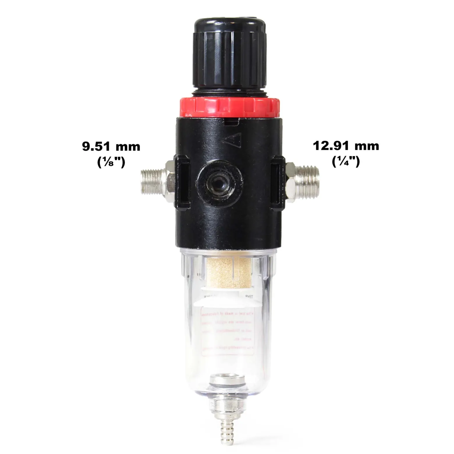 Wiltec Luftfilter mit Wasserabscheider und Druckregler bis 7 bar für Airbrush Kompressor, 2x 12,91 mm (1/4"), 9,51 mm (1/8") Adapter, Zubehör
