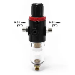 Wiltec Luftfilter mit Wasserabscheider und Druckregler bis 7 bar, 2x 12,91 mm (1/4"), 9,51 mm (1/8") Adapter, Zubehör für Airbrush Kompressor