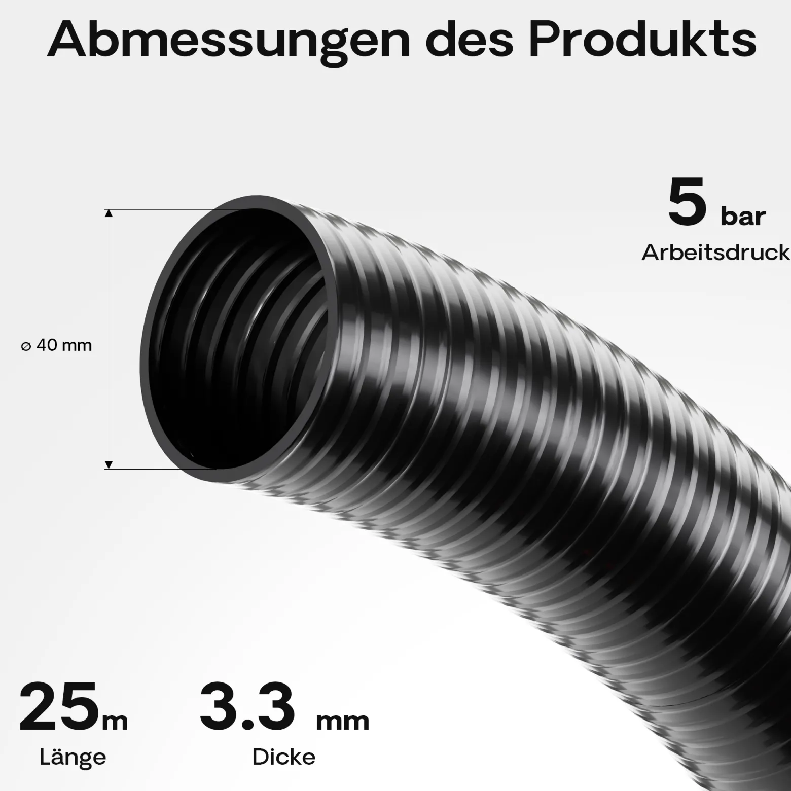 Wiltec Luisiana OM/I 25m Druck- und Saugschlauch Ø40mm 470g/m Pumpenschlauch Schlauch Pumpe Teich Teichschlauch