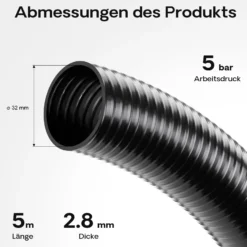 Wiltec Luisiana OM/I 5m flexibler Teichschlauch Ø32mm 320g/m Pumpenschlauch Schlauch Pumpe Saugschlauch Druckschlauch
