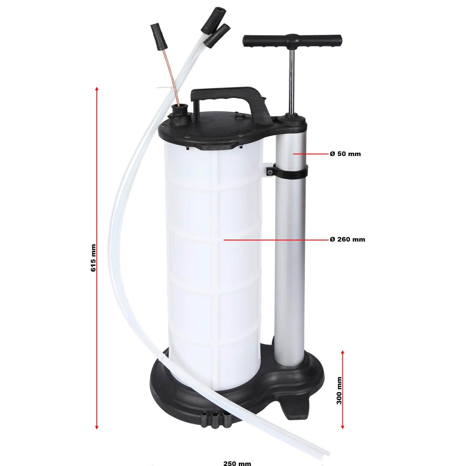 Wiltec Manueller Fluidextraktor mit 9 Liter Tank, Vakuumabsaugpumpe für Öl, Schmierstoffe, Wasser und andere Flüssigkeiten mit 3 Schläuchen, PPC Handpumpe