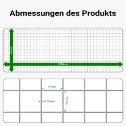 Wiltec Maschendrahtzaun 50 cm x 25 m 0,75 mm stark 19 x 19 mm Maschengröße, Volierendraht 4-Eck aus Stahl verzinkt, Drahtgitter, Vogeldraht