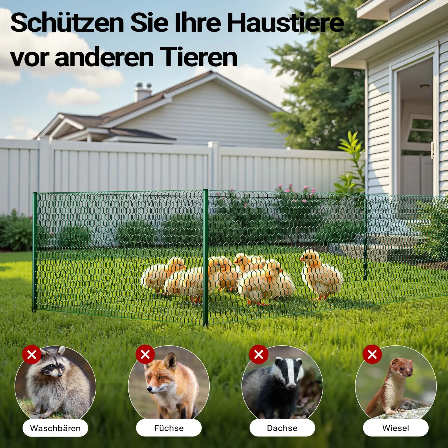 Wiltec Maschendrahtzaun Grün 90 cm x 10 m, 0,6 mm Stärke 25x25 mm Maschengröße, Volierendraht 6-Eck aus Stahl verzinkt, Drahtgitter, Vogeldraht