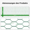 Wiltec Maschendrahtzaun Grün 90 cm x 25 m, 0,9 mm Stärke 25x25 mm Maschengröße, Volierendraht 6-Eck aus Stahl verzinkt, Drahtgitter, Vogeldraht