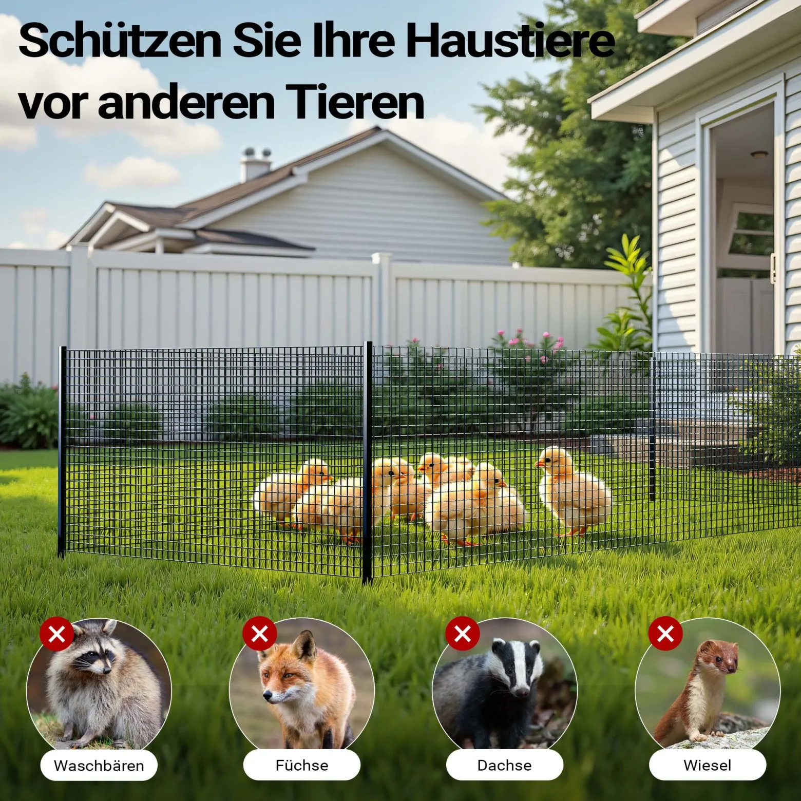 Wiltec Maschendrahtzaun Schwarz 1x5 m 50 cm Höhe 1,42 mm Stärke 25x25 mm Maschengröße, Volierendraht 4-Eck aus Stahl verzinkt, Drahtgitter, Vogeldraht