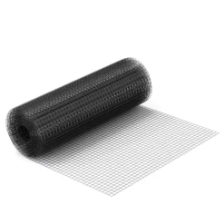 Wiltec Maschendrahtzaun Schwarz 1x5 m 50 cm Höhe 1,42 mm Stärke 25x25 mm Maschengröße, Volierendraht 4-Eck aus Stahl verzinkt, Drahtgitter, Vogeldraht