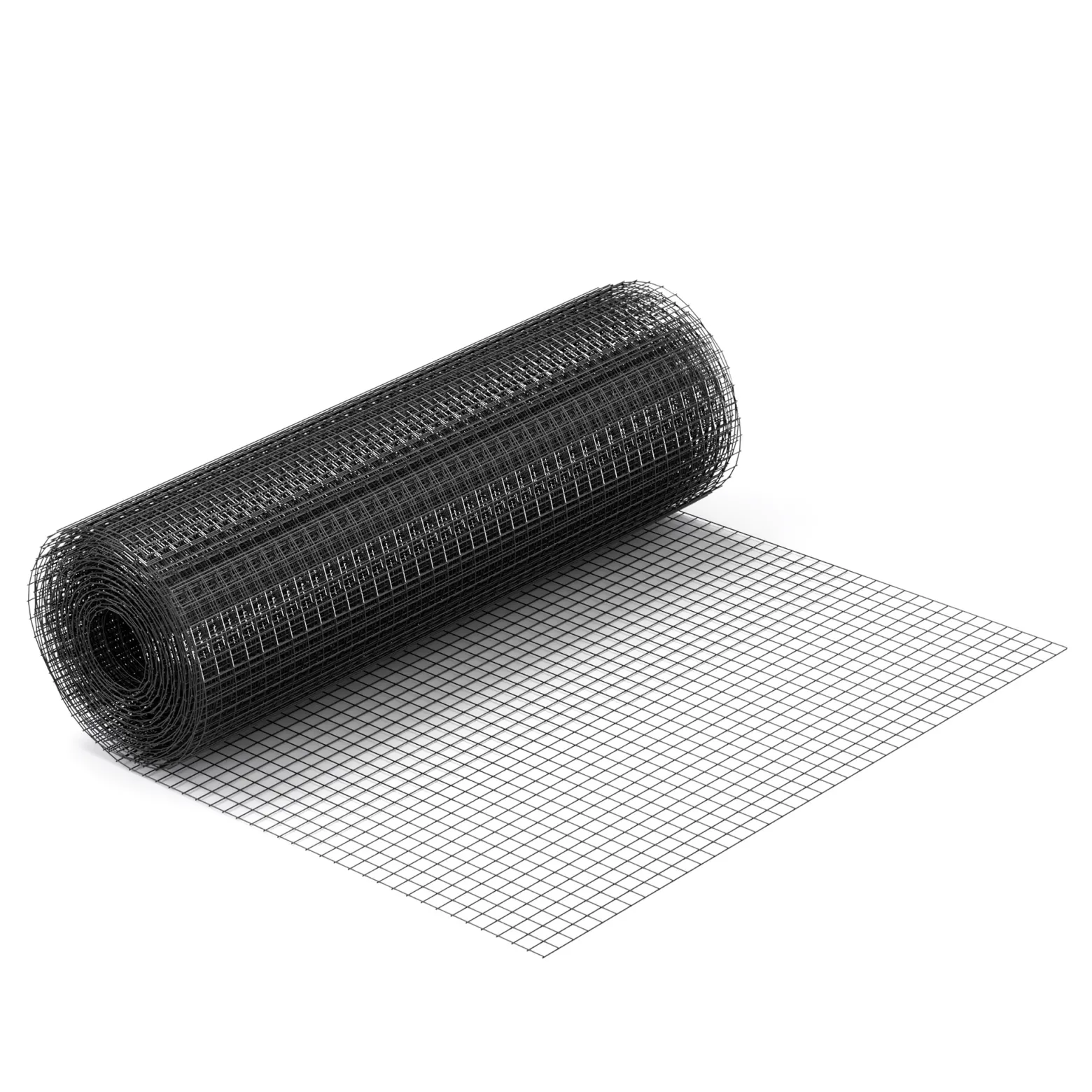 Wiltec Maschendrahtzaun Schwarz 1x5 m 50 cm Höhe 1,42 mm Stärke 25x25 mm Maschengröße, Volierendraht 4-Eck aus Stahl verzinkt, Drahtgitter, Vogeldraht