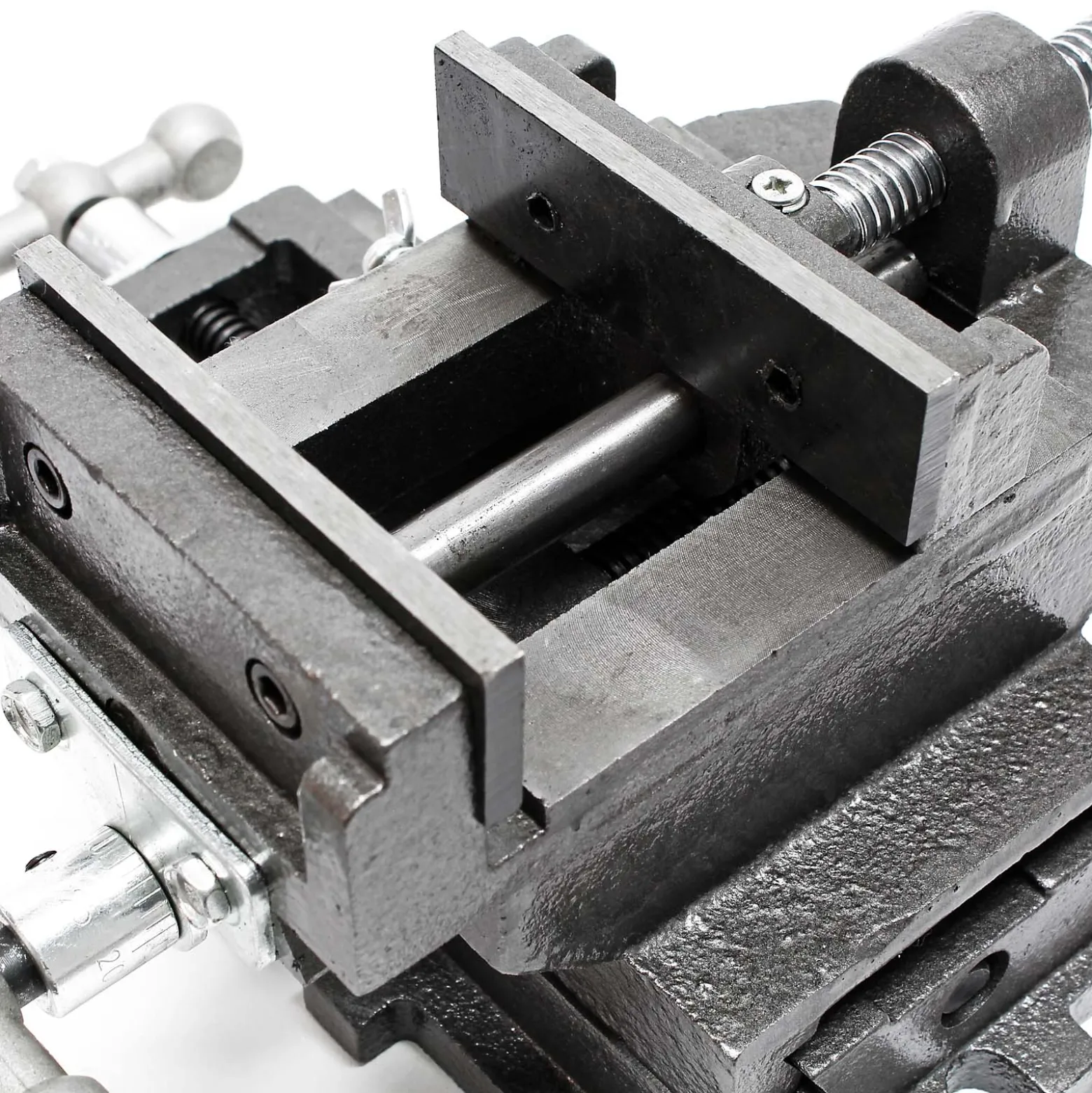 Wiltec Maschinenschraubstock 2 Achsen 100 mm, Schraubstock 33x32,5x13,5 cm aus Gusseisen, Arbeitstisch für Kreuztisch, Frästisch, Werkbank