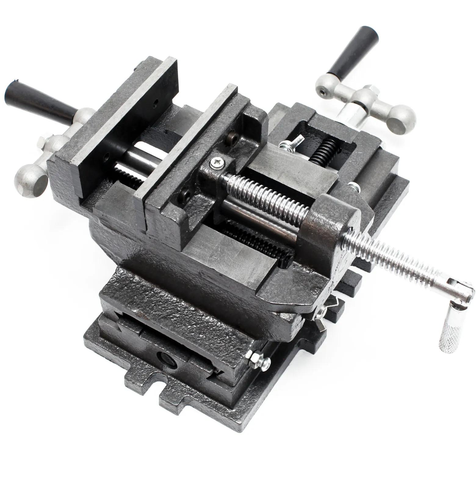 Wiltec Maschinenschraubstock 2 Achsen 100 mm, Schraubstock 33x32,5x13,5 cm aus Gusseisen, Arbeitstisch für Kreuztisch, Frästisch, Werkbank