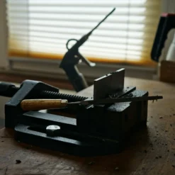 Wiltec Maschinenschraubstock 100 mm Backenbreite, Schraubstock für Werkstatt, Bohrmaschinenschraubstock als Spannwerkzeug