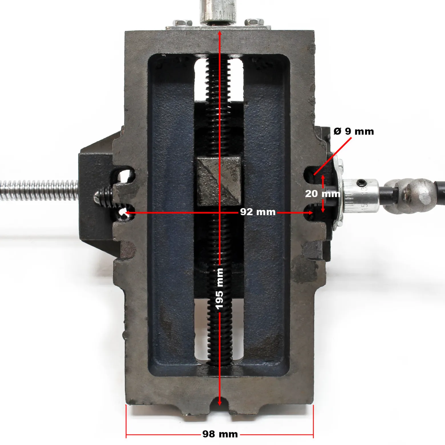 Wiltec Maschinenschraubstock 2 Achsen 75 mm, Schraubstock 33x32,5x13,5 cm aus Gusseisen, Arbeitsitsch für Kreuztisch, Frästisch, Werkbank