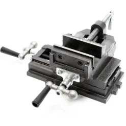 Wiltec Maschinenschraubstock 2 Achsen 75 mm, Schraubstock 33x32,5x13,5 cm aus Gusseisen, Arbeitsitsch für Kreuztisch, Frästisch, Werkbank