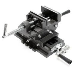 Wiltec Maschinenschraubstock 2 Achsen 75 mm, Schraubstock 33x32,5x13,5 cm aus Gusseisen, Arbeitsitsch für Kreuztisch, Frästisch, Werkbank