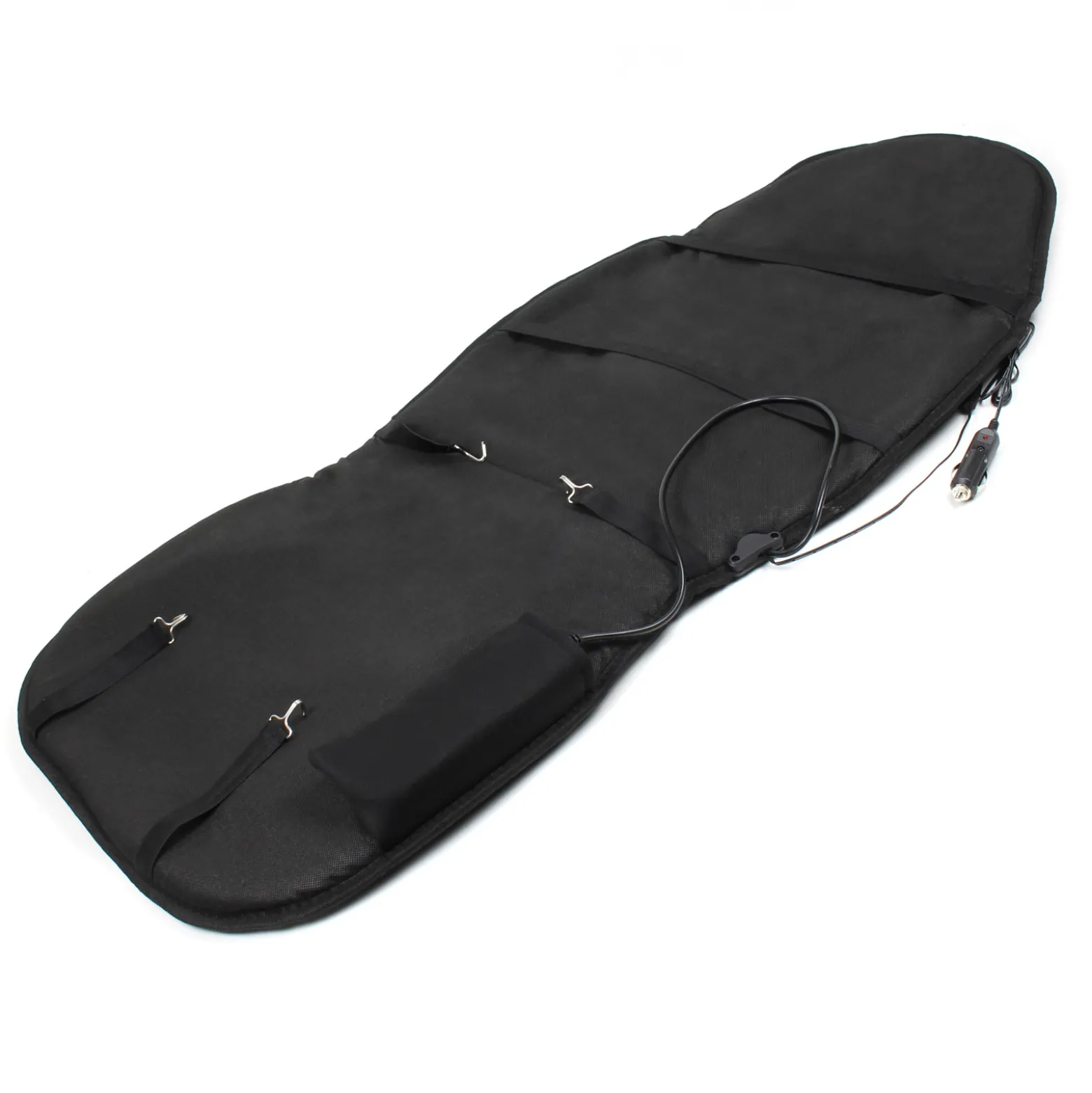 Wiltec Massagesitzauflage Auto 105x50cm Betrieb über 12V-Zigarettenanzünder mit 5 Vibrationsmotoren und Wärmefunktion Schwarz Sitzheizung Auflage Massagematte Massageauflage Massagesitz