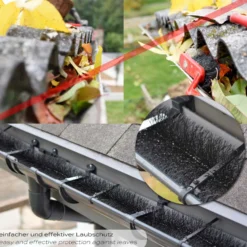 Wiltec 12 m Dachrinnenbürste 10x120 cm Ø 12 cm zum Laubschutz, Marderschutz, Vogelschutz, 10 Stück Dachrinnenraupe