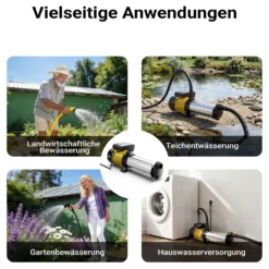 Wiltec Mehrstufige Kreiselpumpe 9000l/h 2200W Förderhöhe 105m, Ansaughöhe 9m, 2850U/min, Wasserpumpe für Hauswasserwerke, Haus und Garten