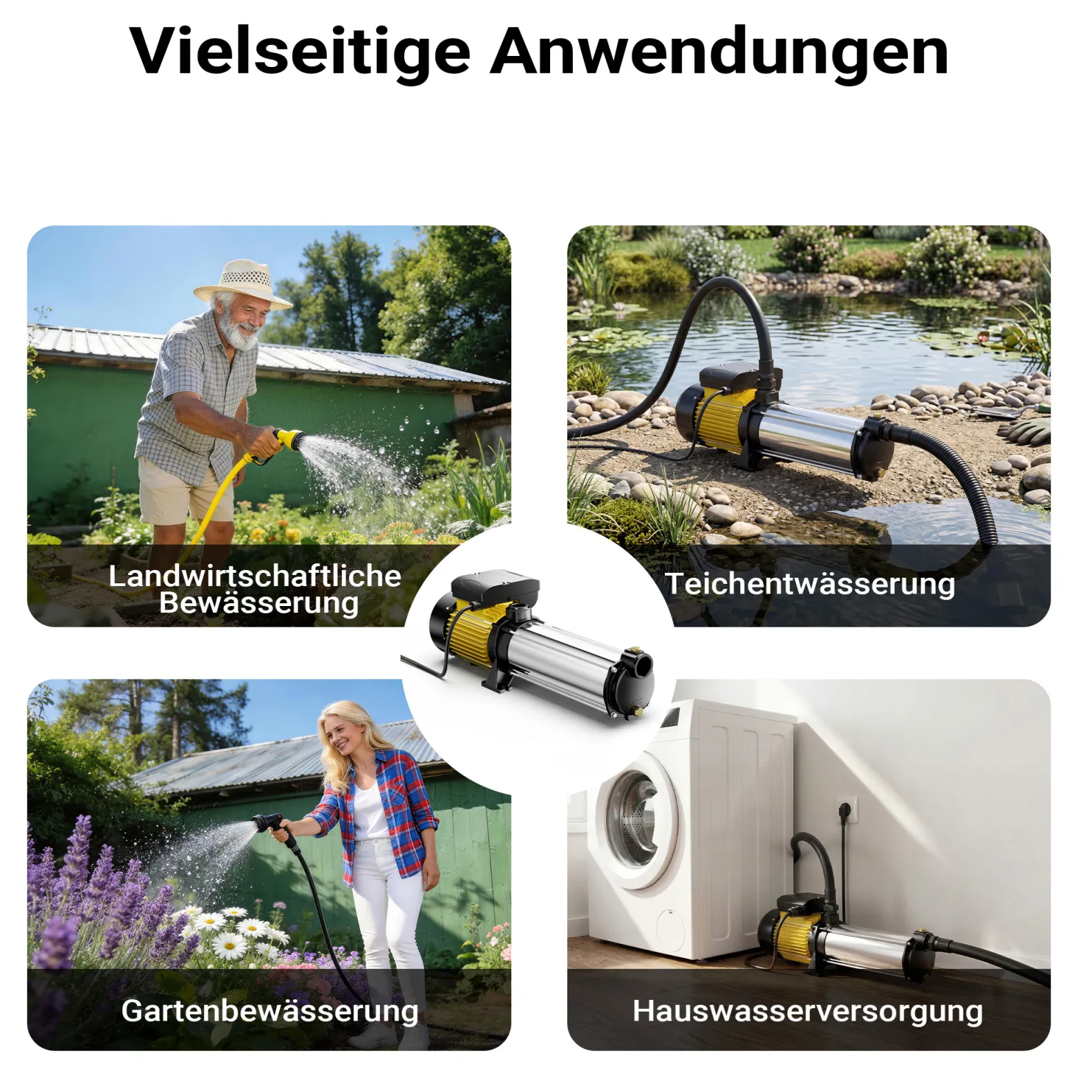 Wiltec Mehrstufige Kreiselpumpe 9000l/h 2200W Förderhöhe 105m, Ansaughöhe 9m, 2850U/min, Wasserpumpe für Hauswasserwerke, Haus und Garten