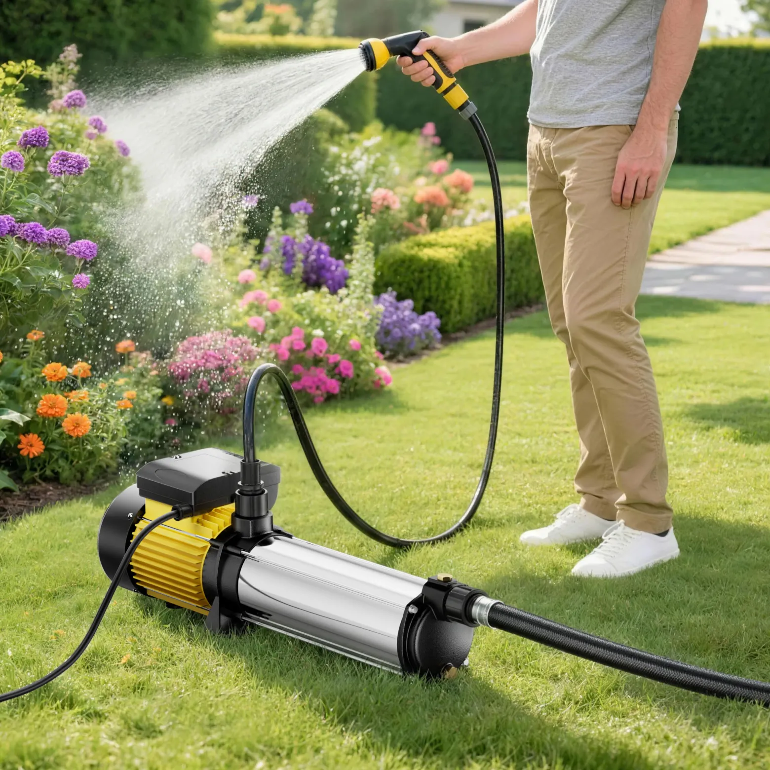 Wiltec Mehrstufige Kreiselpumpe 9000l/h 2200W Förderhöhe 105m, Ansaughöhe 9m, 2850U/min, Wasserpumpe für Hauswasserwerke, Haus und Garten