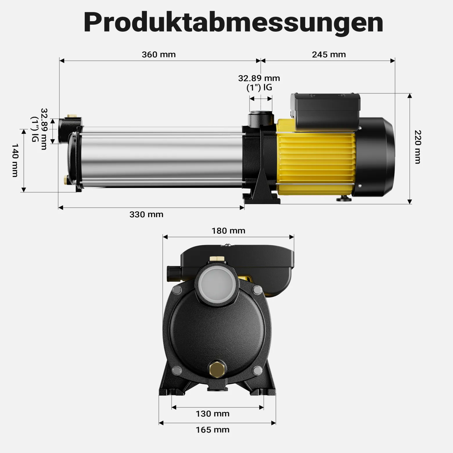 Wiltec Mehrstufige Kreiselpumpe 9000l/h 2200W Förderhöhe 105m, Ansaughöhe 9m, 2850U/min, Wasserpumpe für Hauswasserwerke, Haus und Garten
