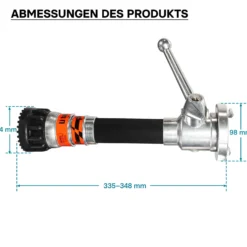 Wiltec Mehrzweckstrahlrohr mit C Storzkupplung 150–350 l/min und stufenloser Sprühstrahlverstellung für THW & Feuerwehr