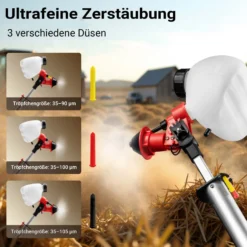 Wiltec MicroULV+ Sprühgerät batteriebetrieben mit 3 Düsen 45-115 ml/min, Sprüher 125 x 23 cm für Staubbindemittel RevestoPur® ideal für Pferdestall
