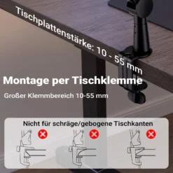 Wiltec Mikrofonarm 80cm Gelenkarm Tischhalterung für 3/8