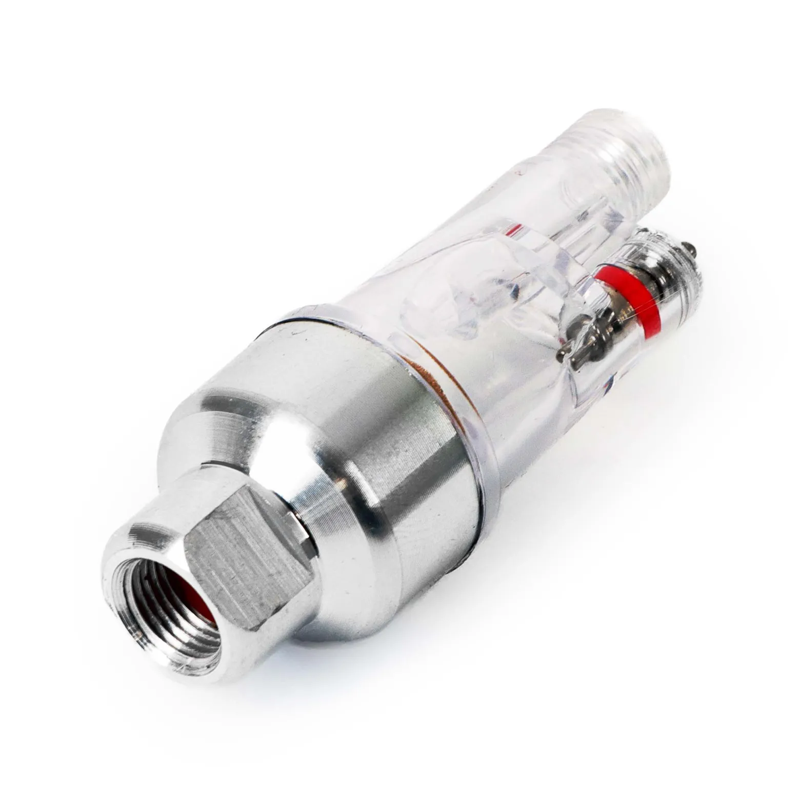 Wiltec Mini Luftfilter mit Wasserabscheider für Airbrush Kompressor, mit 2x 9,51mm (1/8") Gewinde, Zubehör, für Modellbau, Tattoos, Nailart