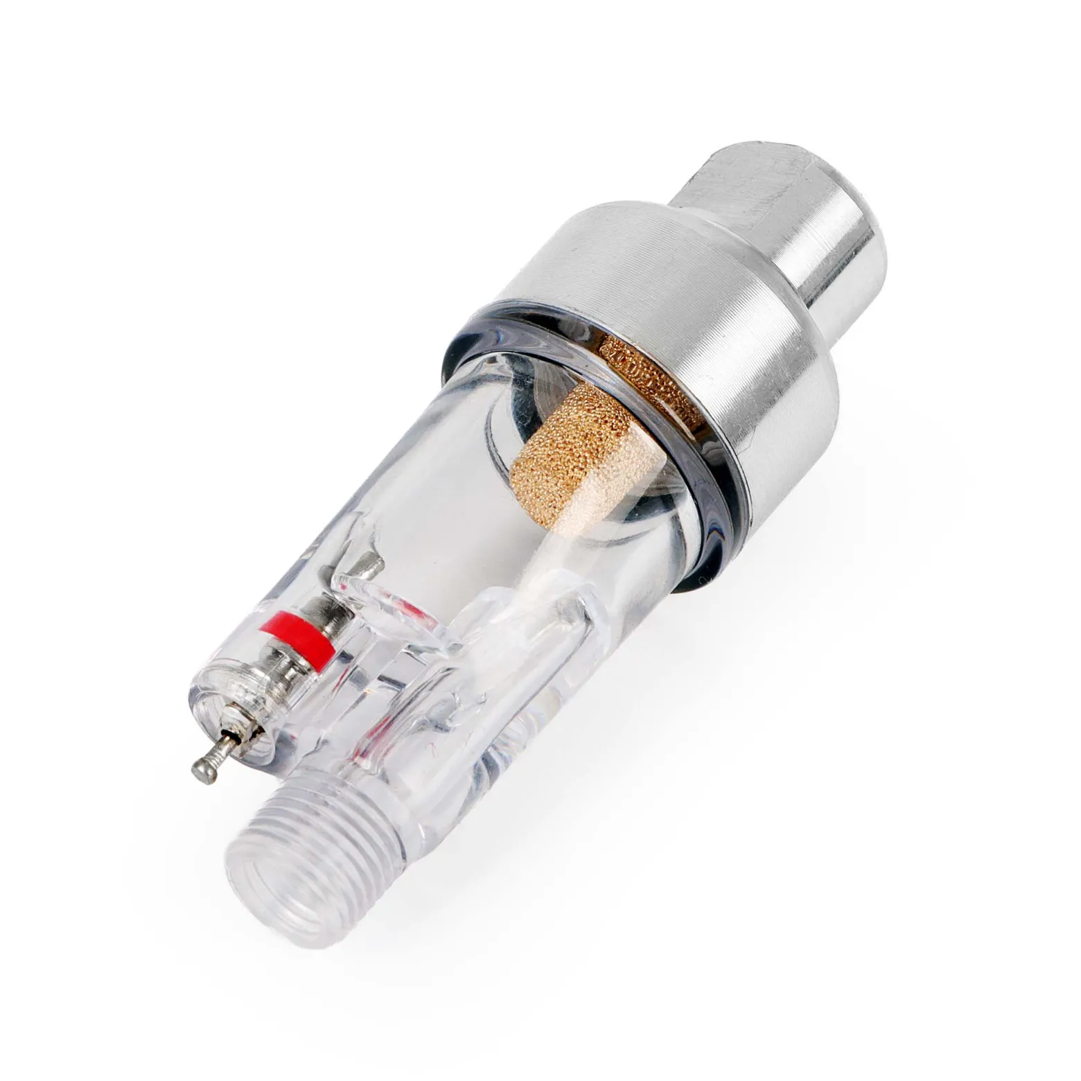 Wiltec Mini Luftfilter mit Wasserabscheider für Airbrush Kompressor, mit 2x 9,51mm (1/8") Gewinde, Zubehör, für Modellbau, Tattoos, Nailart