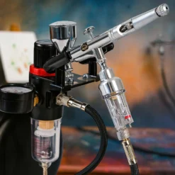 Wiltec Mini Luftfilter mit Wasserabscheider für Airbrush Kompressor, mit 2x 9,51mm (1/8