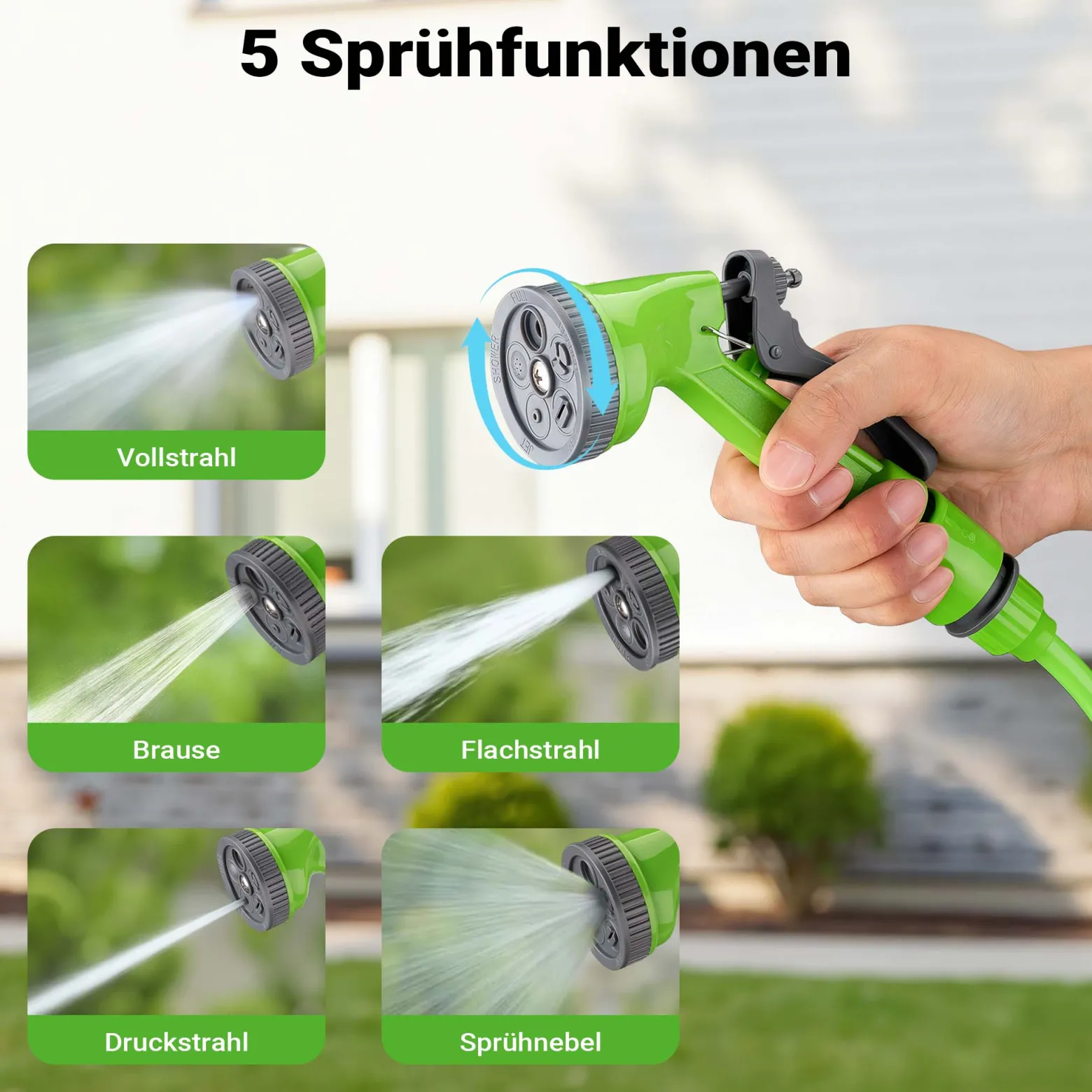 Wiltec Mini Schlauchabroller, Schlauchtrommel mit 10 m PVC Schlauch, Gartenschlauchtrommel aus PP, Wasserschlauch Trommel mit verstellbarer Düse