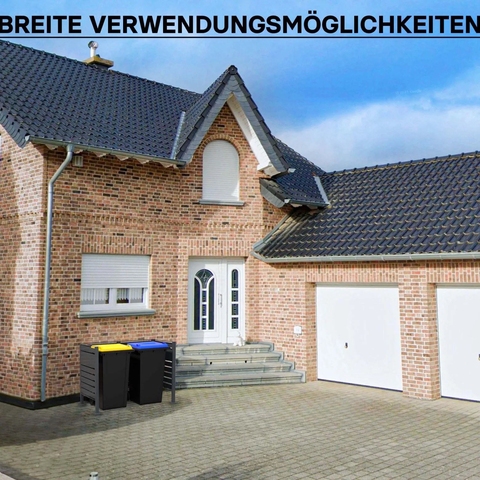 Wiltec Mülltonnenzaun-Erweiterungsmodul in Anthrazit, Sichtschutzzaun aus Stahl für Mülltonnenbox, Mülltonnenverkleidung-Erweiterung