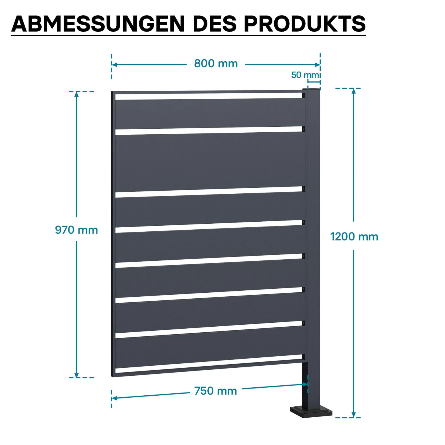 Wiltec Mülltonnenzaun-Erweiterungsmodul in Anthrazit, Sichtschutzzaun aus Stahl für Mülltonnenbox, Mülltonnenverkleidung-Erweiterung