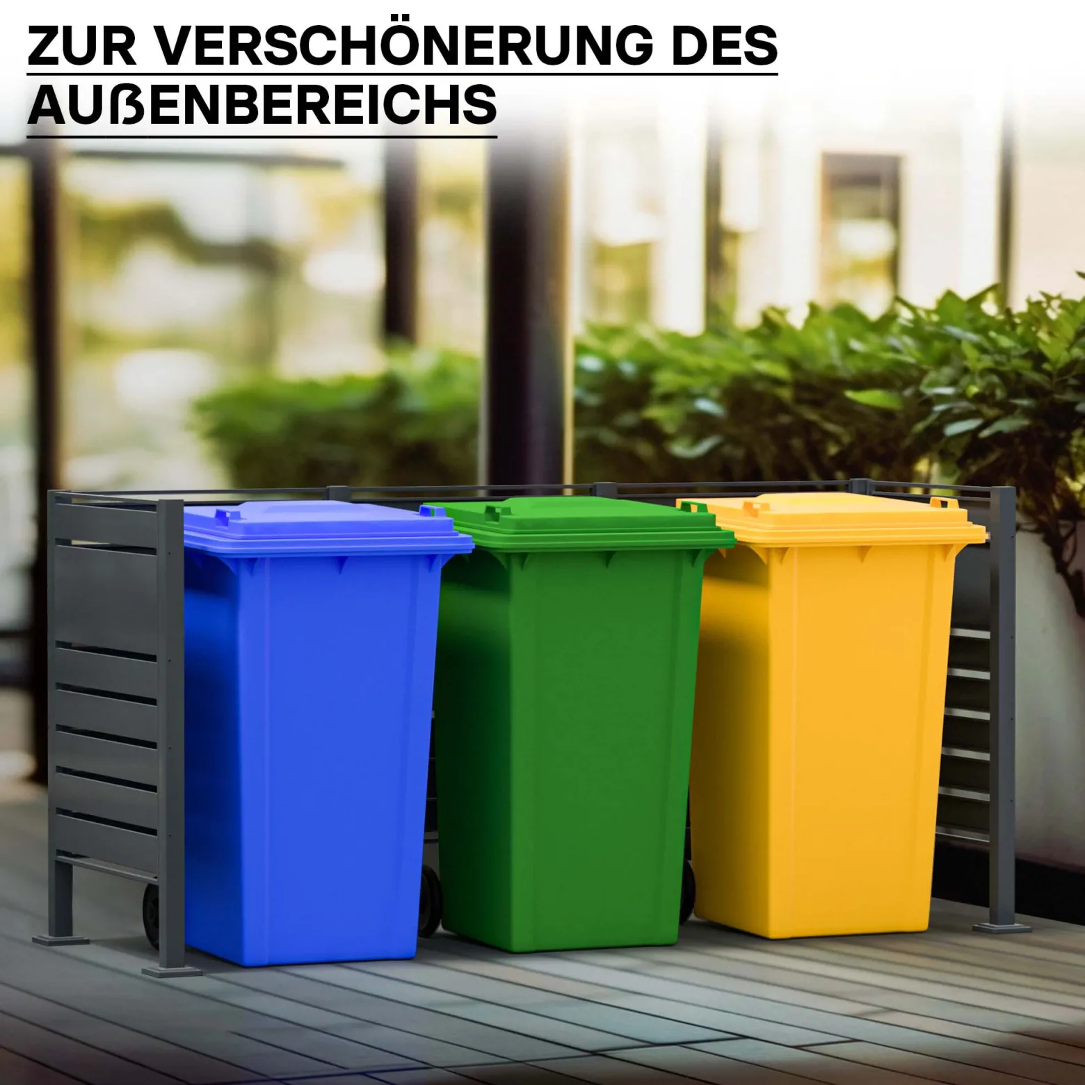 Wiltec Mülltonnenzaun-Erweiterungsmodul in Anthrazit, Sichtschutzzaun aus Stahl für Mülltonnenbox, Mülltonnenverkleidung-Erweiterung