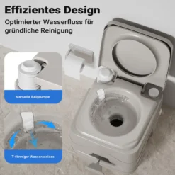 Wiltec mobile Campingtoilette 10 l, kompakte Camping Toilette, Camping WC mit manueller Pumpe, leicht zu reinigendes Campingklo für Wohnmobil