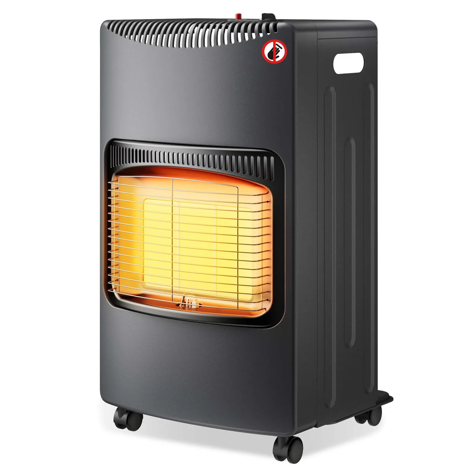 Wiltec mobile Gasheizung 4,2 kW, Gasheizstrahler 42 x 45 x 75,7 cm, Heizstrahler Innenraum mit Kippschutz, ODS und Rollen, Gasheizer kompatibel mit 13 kg Gasflasche