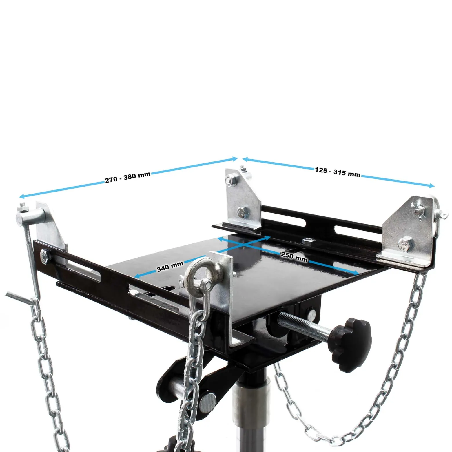 Wiltec Mobiler Getriebeheber hydraulisch 500 kg 87-179 cm Hubhöhe, mit 4 Laufrollen, Halteplatte, Pedal, hydraulischer Motorheber für Kfz und Lkw