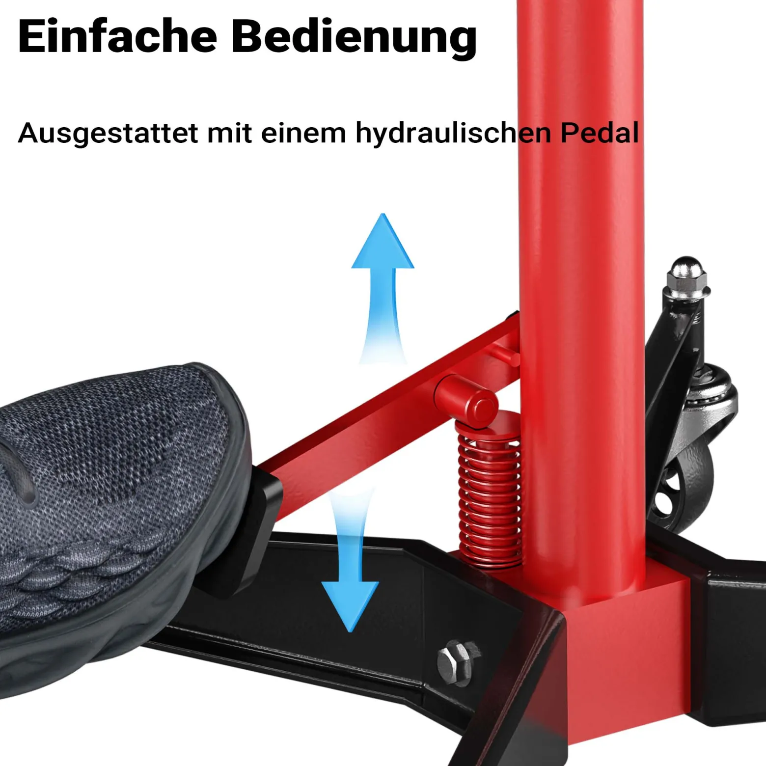 Wiltec Mobiler Getriebeheber hydraulisch 500 kg 110-195 cm Hubhöhe, mit 4 Stahlrollen, Aufnahmekralle, Pedal, hydraulischer Motorheber für Kfz und Lkw
