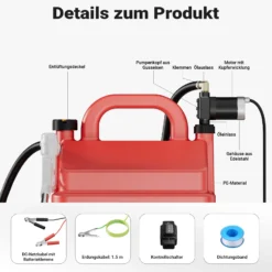 Wiltec mobile Tankanlage 60 l mit 12 V Pumpe, Kraftstoffbehälter für Diesel und Benzin, tragbarer Kraftstoff Kanister für flexibles Tanken