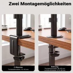 Wiltec Monitorhalterung bis 32 Zoll Bildschirmhalterung bis 9 kg Tischklemme für Monitor VESA 75/100