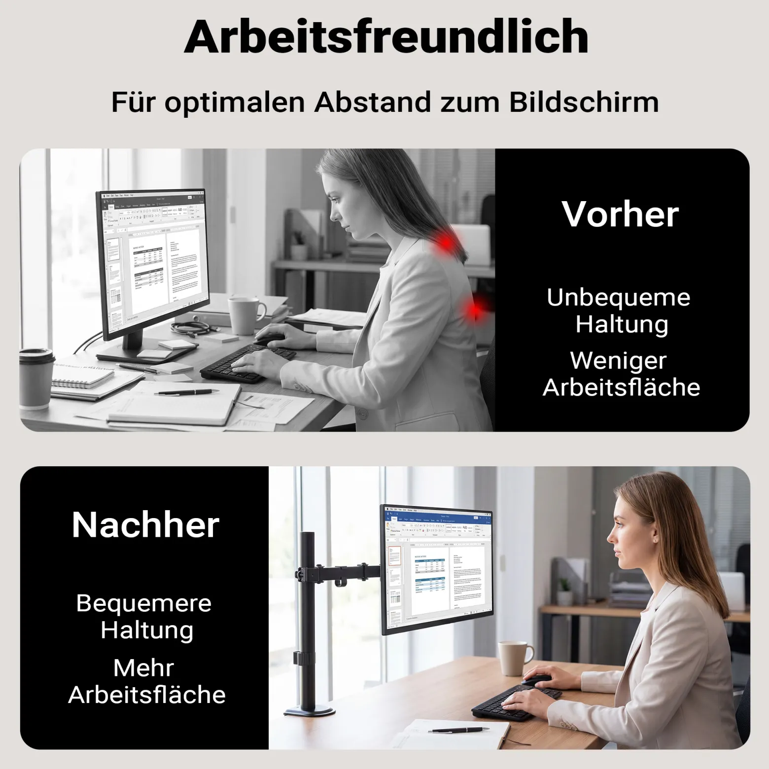 Wiltec Monitorhalterung bis 32 Zoll Bildschirmhalterung bis 9 kg Tischklemme für Monitor VESA 75/100