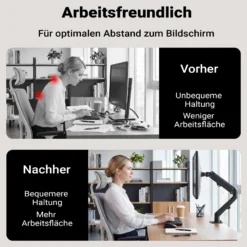 Wiltec Monitorhalterung mit Gasdruckfeder für Monitor 17-27 Zoll Tischhalterung VESA 75x75/100x100