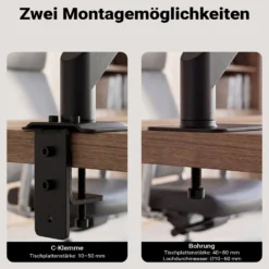 Wiltec Monitorhalterung mit Gasdruckfeder für Monitor 17-27 Zoll Tischhalterung VESA 75x75/100x100