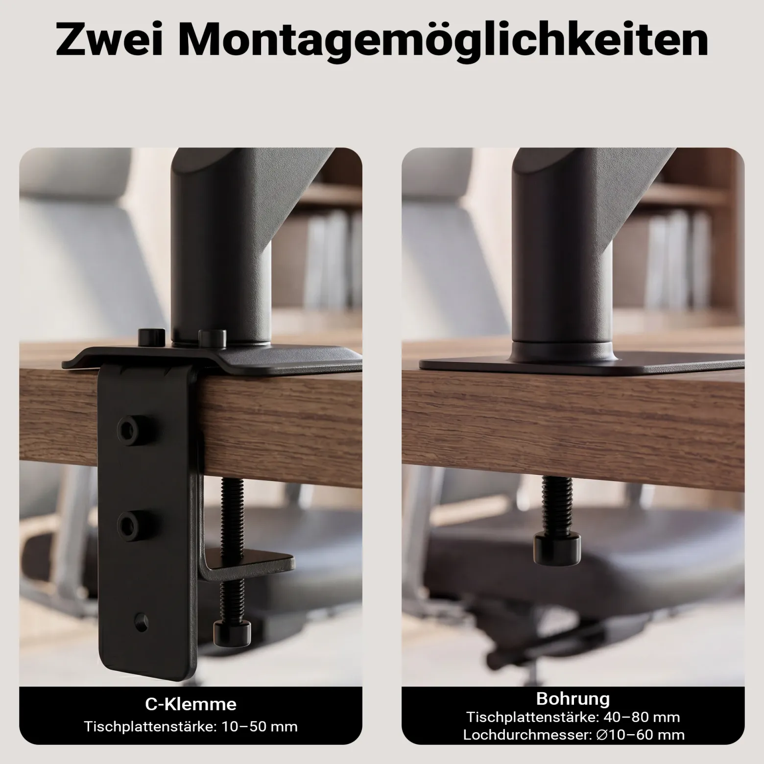 Wiltec Monitorhalterung mit Gasdruckfeder für Monitor 17-27 Zoll Tischhalterung VESA 75x75/100x100