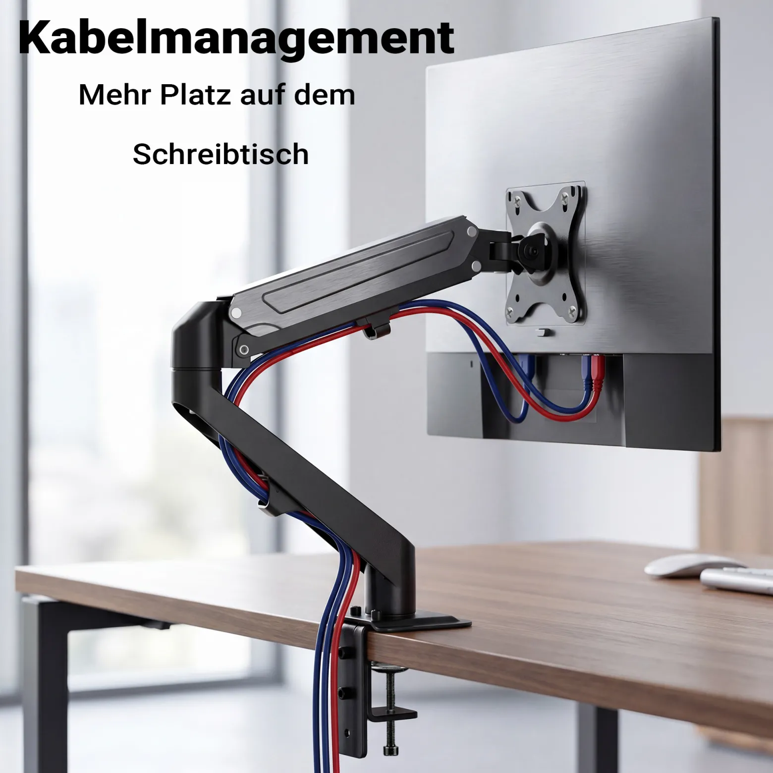 Wiltec Monitorhalterung mit Gasdruckfeder für Monitor 17-27 Zoll Tischhalterung VESA 75x75/100x100