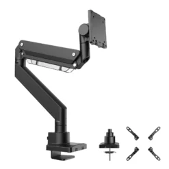 Wiltec Monitorhalterung mit VESA-Platte und -Adapter für flache & gebogene Monitore, Bildschirmhalterung bis 26 kg, Monitorhalter mit Tischklemme