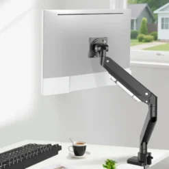 Wiltec Monitorhalterung mit VESA-Platte und -Adapter für flache & gebogene Monitore, Bildschirmhalterung bis 26 kg, Monitorhalter mit Tischklemme