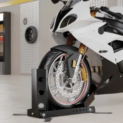 Wiltec Motorradständer bis 450kg Ø14-21", einstellbare Motorradwippe aus Stahl, Montageständer für Vorder- und Hinterrad