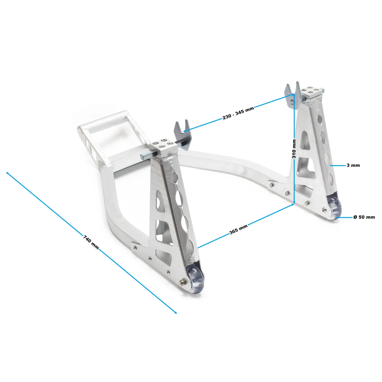 Wiltec Motorradständer für 245-360 mm Hinterrad, bis 317 kg, Motorradheber aus Aluminium, als Montageständer und zur Lagerung