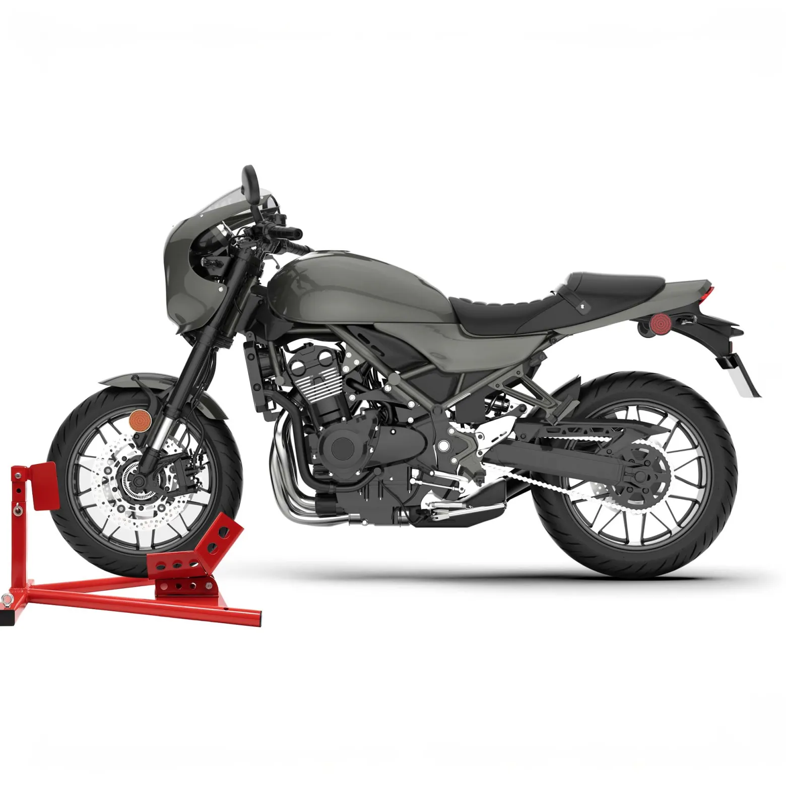 Wiltec Motorradständer vorne für 13-17" 90-130 mm Reifen, 605 x 480 x 330 mm, als Montagehilfe aus Stahl für Vorderrad, Motorradheber