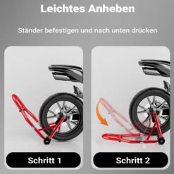 Wiltec Motorradständer vorne für 230-290 mm Reifen, 670 x 445 mm, als Montagehilfe aus Stahl für Vorderrad, Motorradheber bis 450 kg, Frontheber